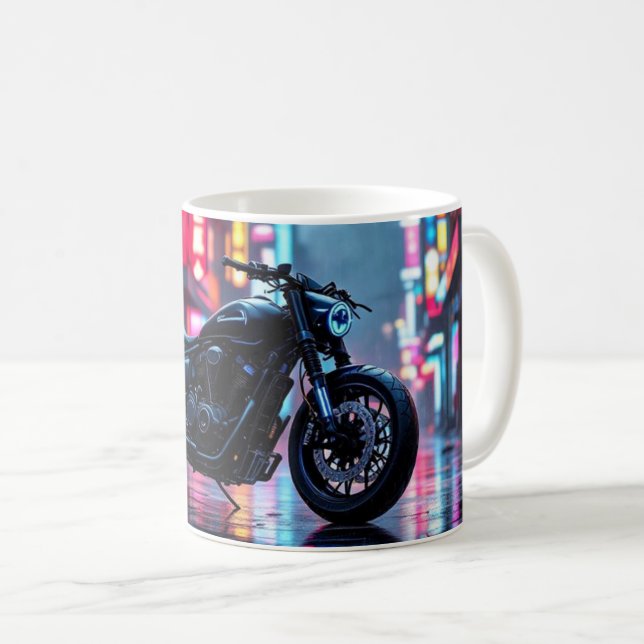 Neon City Motorcycle Kaffemugg (Framsida höger)