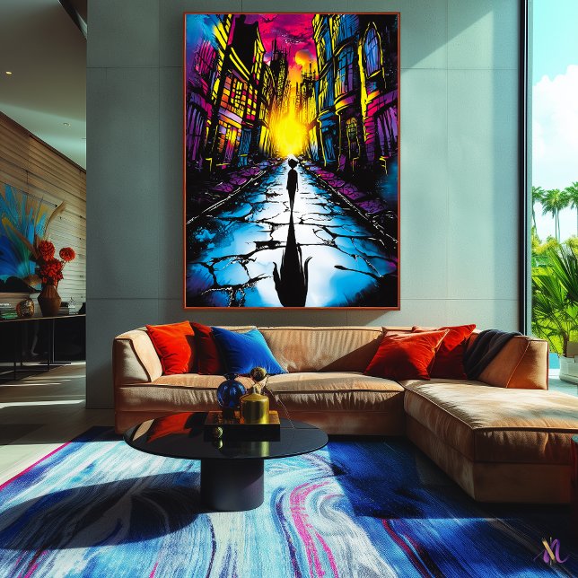 Neon City Shadows - Surreal Urban Dreamscape Art Poster (Skapare uppladdad)