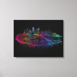 Neon City skyline Canvastryck