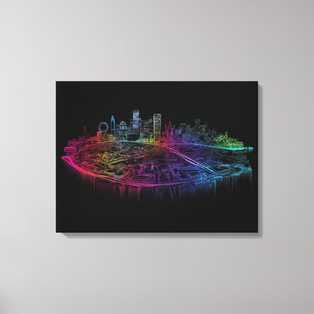 Neon City skyline Canvastryck (Framsida)