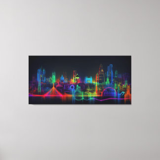Neon City skyline Canvastryck