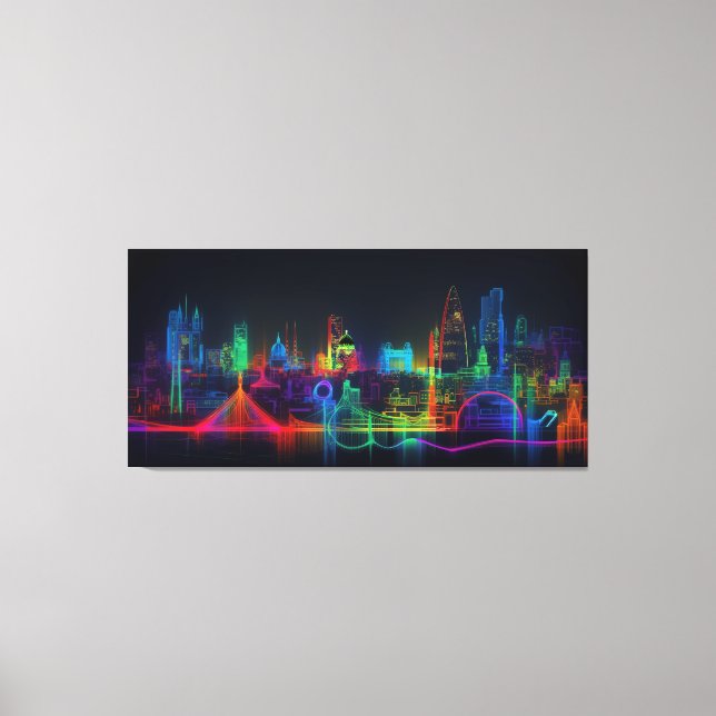 Neon City skyline Canvastryck (Framsida)