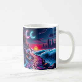 Neon City Skyline Pathway Coffee Kopp