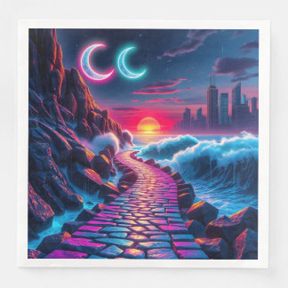 Neon City Skyline Pathway Napkins Pappersservett