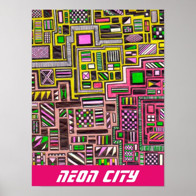 Neon City slogan futuristiska pop art Poster (Framsidan)