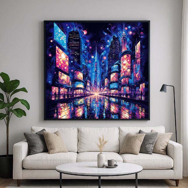 Neon City Street Buzz - Vibrant illustration Stil Poster (Skapare uppladdad)