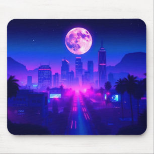 Neon City Synthwave Solnedgång XL Datormattor för Musmatta