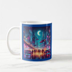 Neon Cityscape Kaffemugg