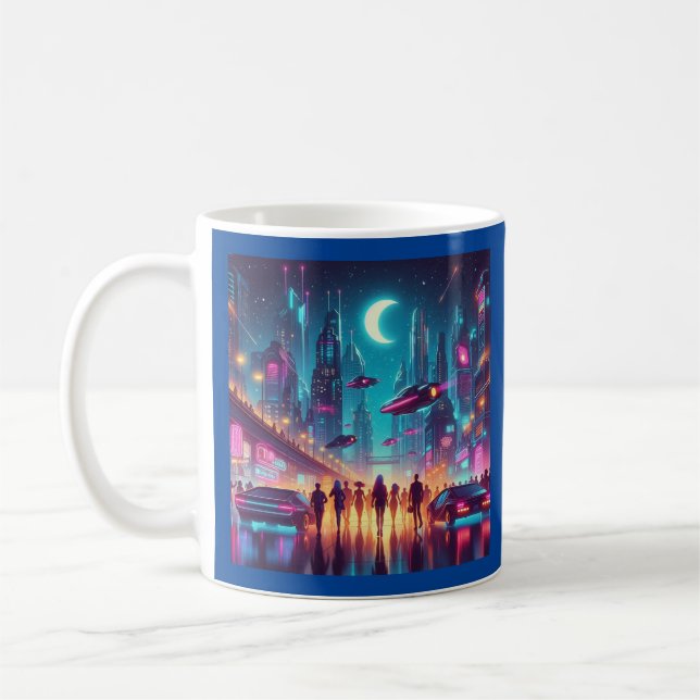 Neon Cityscape Kaffemugg (Vänster)