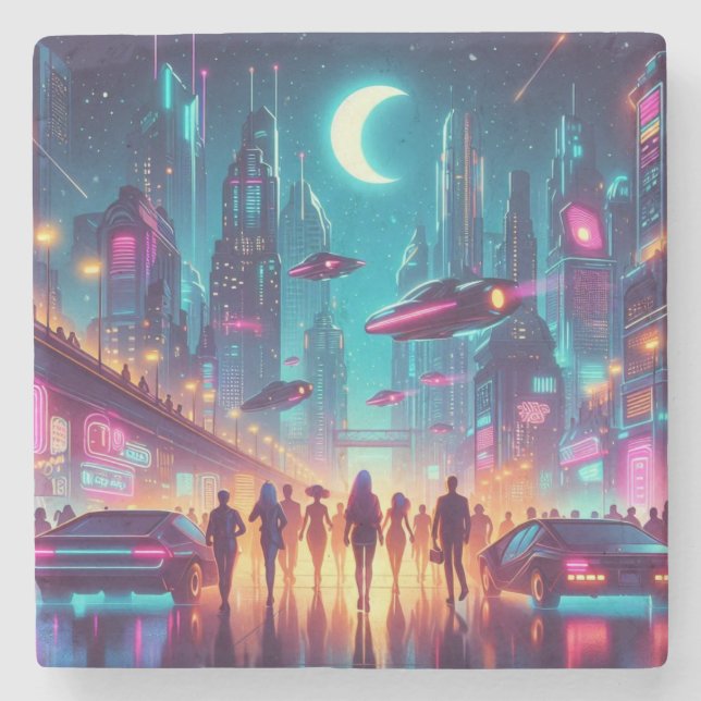 Neon Cityscape Stenunderlägg (Framsidan)