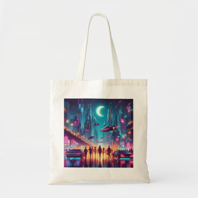 Neon Cityscape Tygkasse (Framsidan)