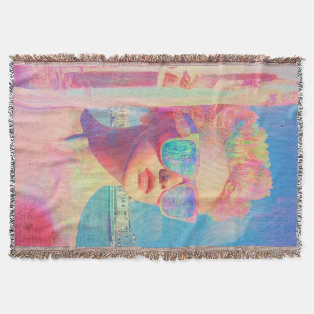 Neon Coastal Beauty med solglasögon Filt (Framsidan)