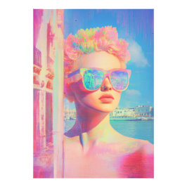 Neon Coastal Beauty med solglasögon Fototryck