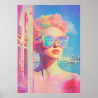 Neon Coastal Beauty med solglasögon Poster