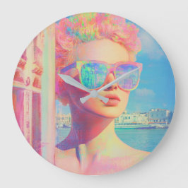 Neon Coastal Beauty med solglasögon Stor Klocka