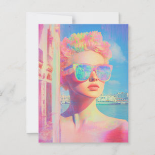 Neon Coastal Beauty med solglasögon Vykort
