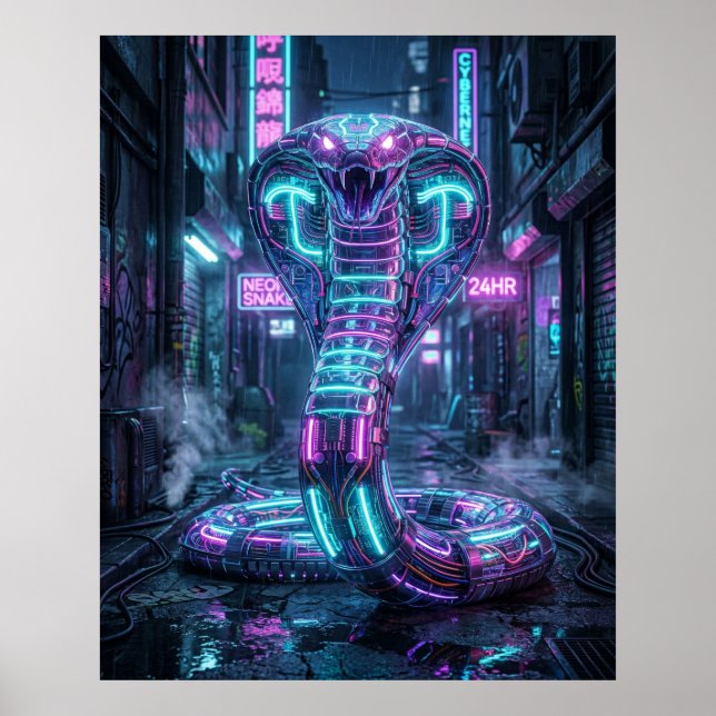 Neon Cobra Cybergränd Poster (Framsidan)