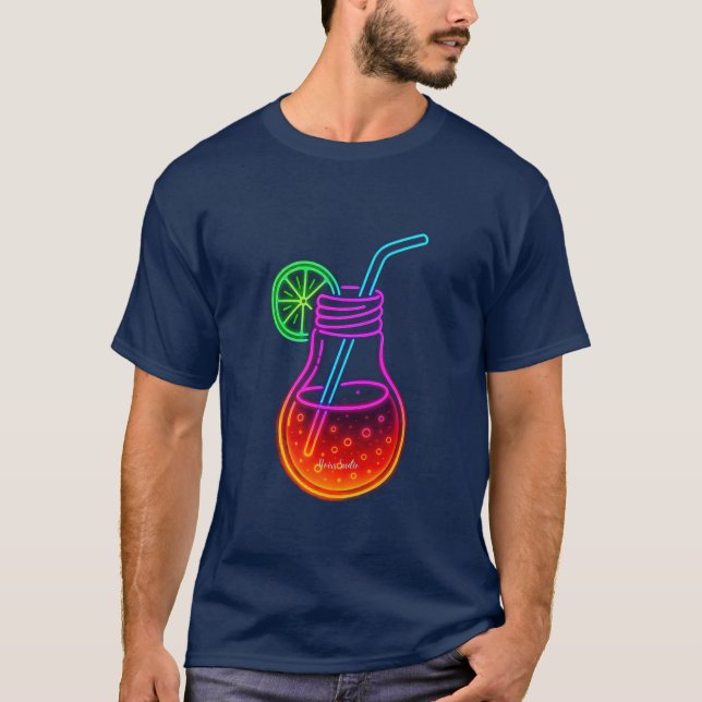 Neon Cocktail Dryck Glow T-Shirt (Framsida)