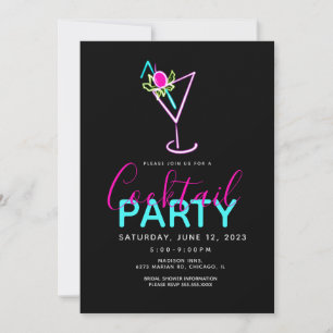 Neon Cocktail Modern Konstfest Invitation Inbjudningar