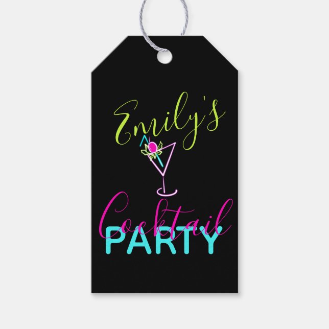 Neon Cocktail Modern Konstfest Presentetikett (Framsidan)