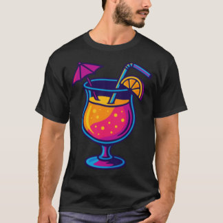 Neon cocktail on vacation girl t shirt