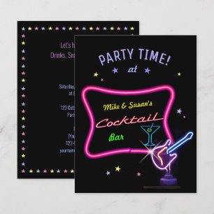 Neon Cocktail Party (anpassadet) Inbjudningar