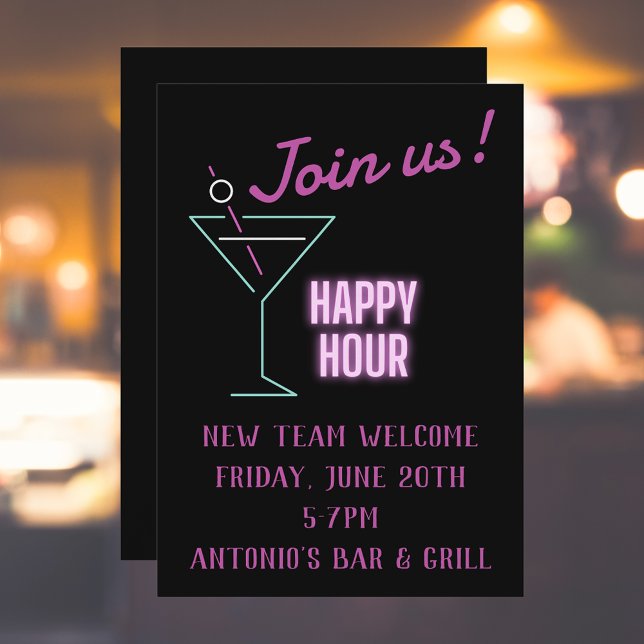 Neon Cocktails Lycklig-timinbjudningar Inbjudningar (Skapare uppladdad)