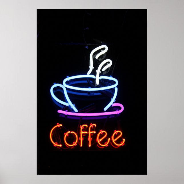 Neon Coffee Sign on Black Poster (Framsidan)