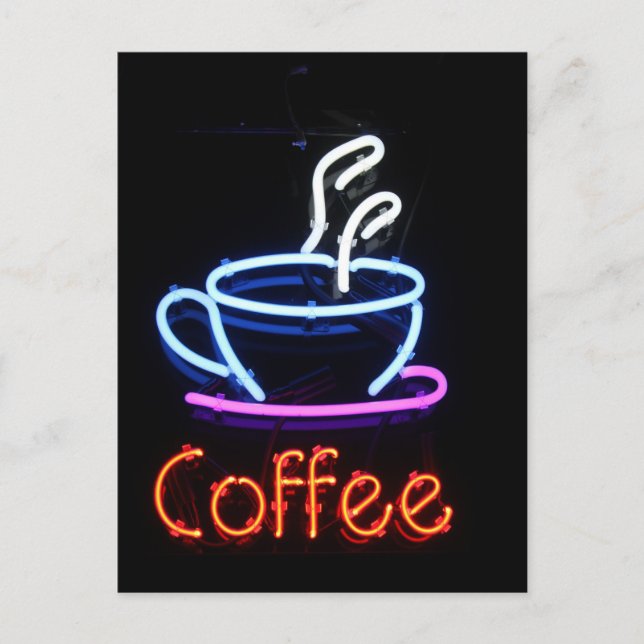 Neon Coffee Sign on Black Vykort (Framsida)