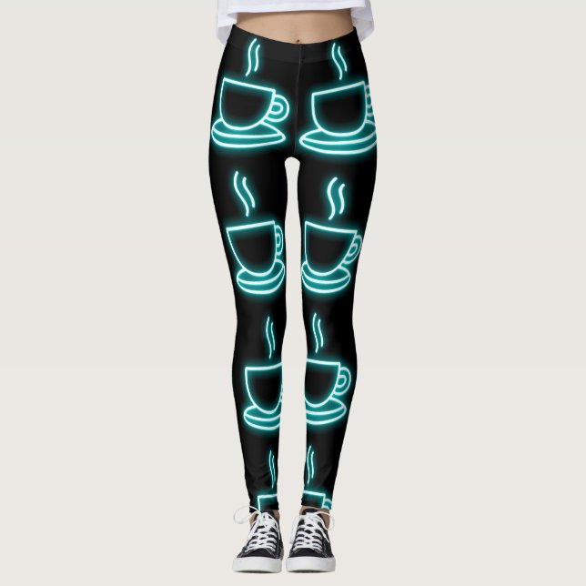 NEON COFFEE SKRIV UT YGA BYXOR-LAGER LEGGINGS (Framsida)