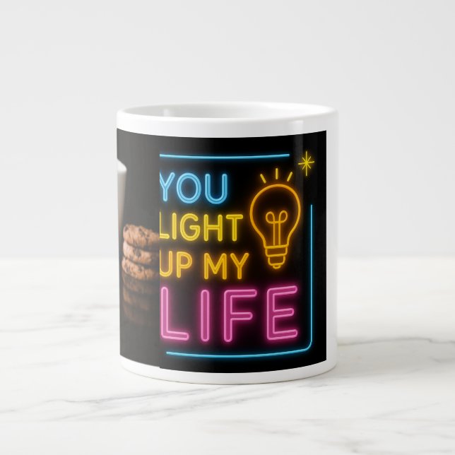 Neon Coffee Vibes | Glowing Typography Black Mugg Jumbo Mugg (Framsidan)