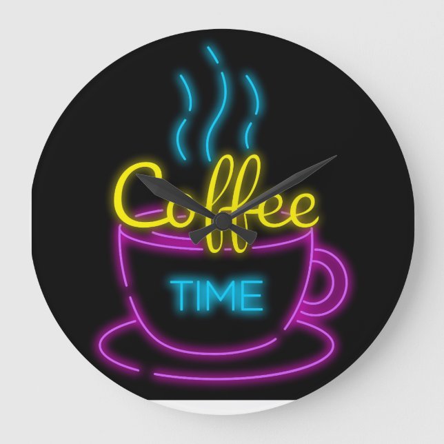 NEON COFFEE WALL CLOCK STOR KLOCKA (Framsida)