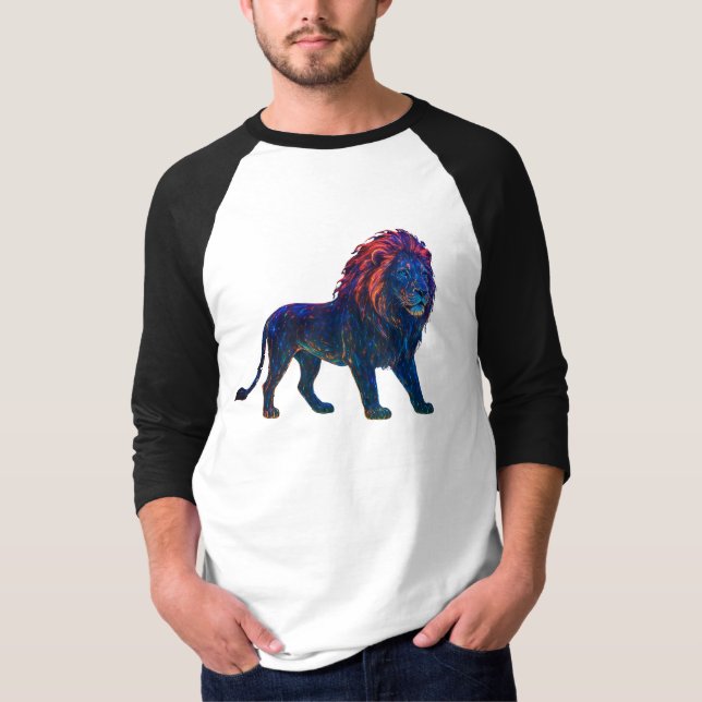 Neon Colorful Lejon Art T Shirt (Framsida)