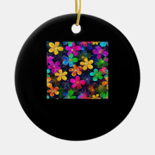 Neon Colorful Mönster - Whimsigoth Cottagecore Blu Julgransprydnad Keramik
