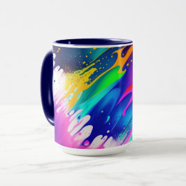Neon Colorful Paint Stänk Splatter Mugg