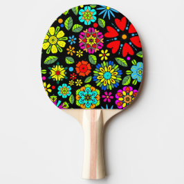 Neon Colors On Black Retro Floral Seamless Pattern Pingisracket