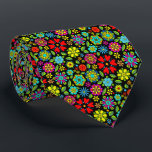 Neon Colors On Black Retro Floral Seamless Pattern Slips<br><div class="desc">Neck Tie business suit and casual fun fashion statement apparel attire accessory printed with Neon Colors On Black Retro Floral Seamless Pattern original hand drawn graphic design artwork illustration by TheFabricSealTieShop print on demand shop at Zazzle.com #ZazzleMade ©️Original. https://www.zazzle.com/store/thefabricsealtieshop This fun looking patterned pretty flower themed design was inspired by...</div>