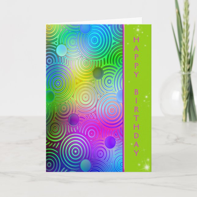 Neon Contemporary Birthday design Kort (Framsida)
