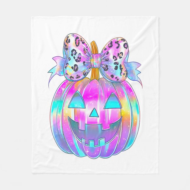Neon Coquette Halloween Pumpkin Fleecefilt (Framsidan)