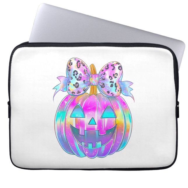 Neon Coquette Halloween Pumpkin Laptop Fodral (Framsidan)