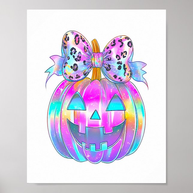 Neon Coquette Halloween Pumpkin Poster (Framsidan)