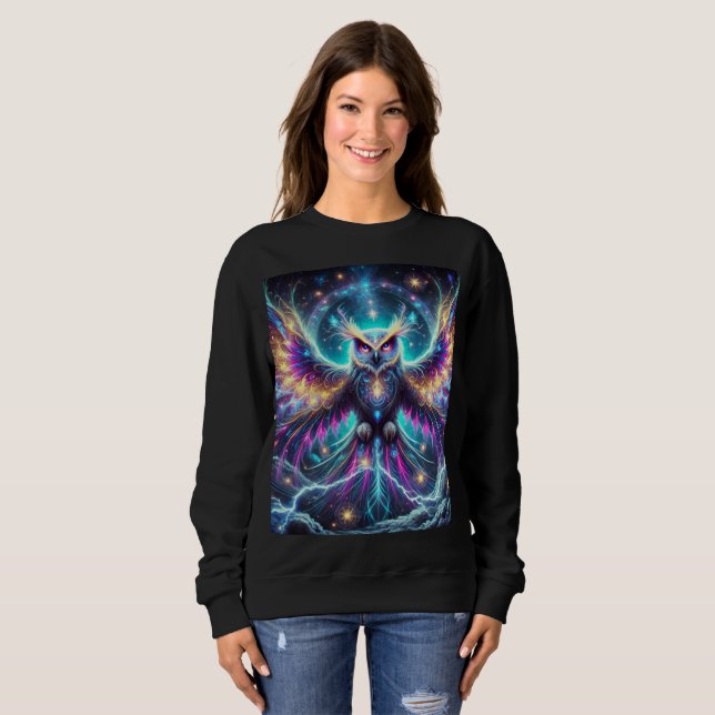 Neon Cosmic Uggla Sweatshirt T-Shirt Design. (Hel framsida)