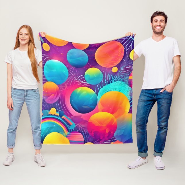 Neon Cosmos Abstract Design Fleecefilt (På plats)