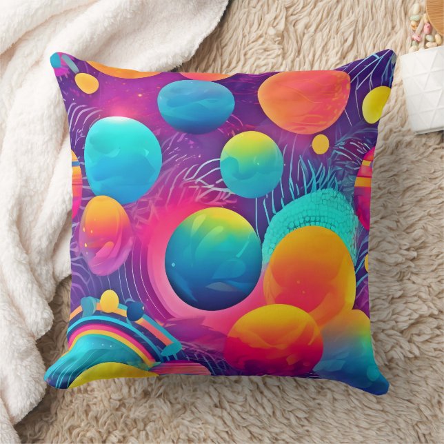 Neon Cosmos Abstract Design Kudde (Filt)