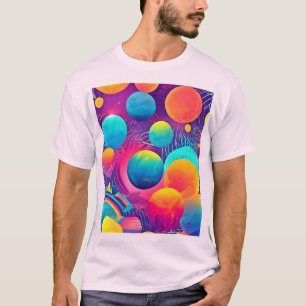 Neon Cosmos Abstract Design T Shirt