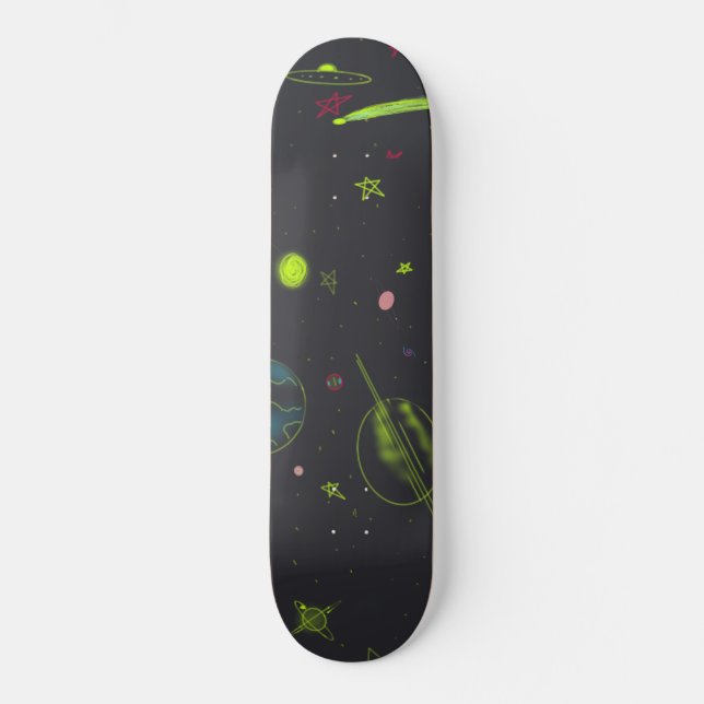 Neon Cosmos Universe Coola Skateboard Deck (Framsida)