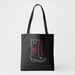 Neon Cowboy Boot Anpassade Namn Tygkasse
