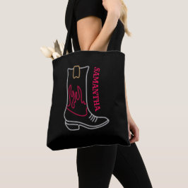 Neon Cowboy Boot Anpassade Namn Tygkasse
