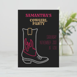 Neon Cowboy/ Cowgirl Boot Party Inbjudningar