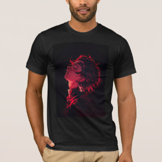 Neon Crimson Anime Siluett T-Shirt